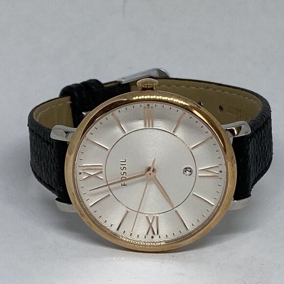 Fossil ES3842 Women's Black Leather Analog Dial Quartz Wrist Watch CM722 - Picture 7 of 12